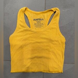 Katie J NYC gold racer back cropped tank top